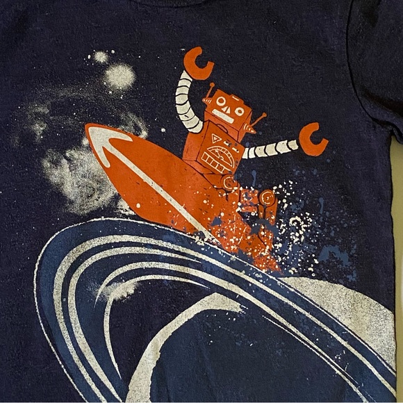 Gap Shirt Size 2T Boys Robot Space Surfing T Top Blue Short Sleeved Gapkids - Picture 3 of 12
